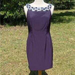 Connected Apparel Purple Gemstone Formal Sleeveless Midi Dress Size 8P